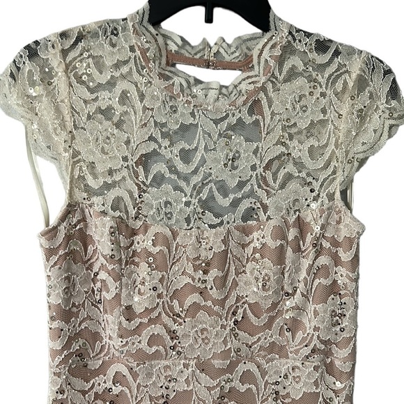Jump Apparel Cocktail/Prom/Party Dress Juniors Cream/Nude Lace Size-11 EUC - Picture 3 of 13
